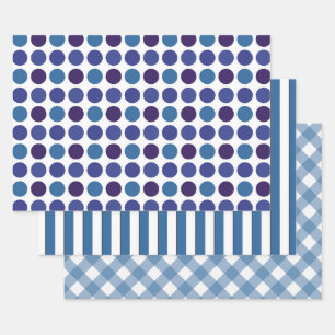 BLUE PATTERNS WRAPPING PAPER SHEET