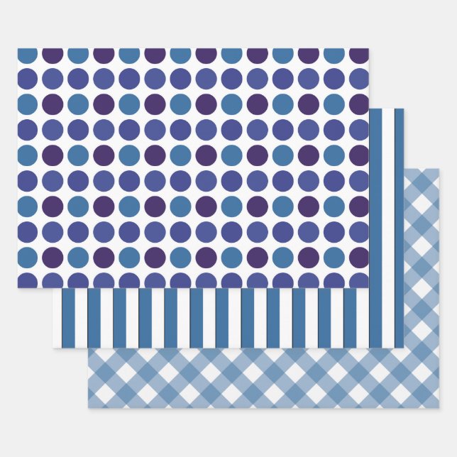 BLUE PATTERNS WRAPPING PAPER SHEET (Set)