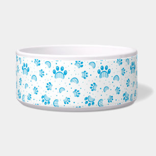 Blue Paw Print and Grooming Comb Pattern