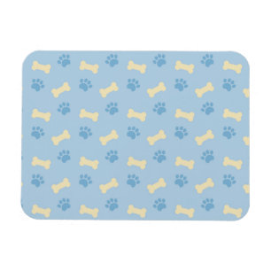Blue Paw Print Bone Pattern Magnet