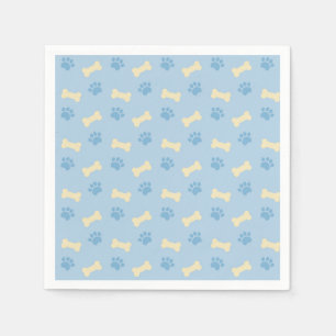 Blue Paw Print Bone Pattern Napkin
