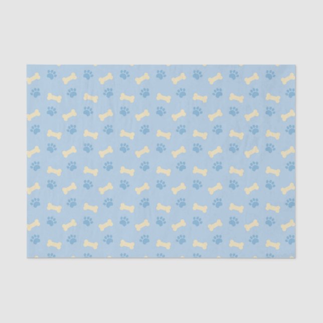 Blue Paw Print Bone Pattern Tissue Paper (Front)