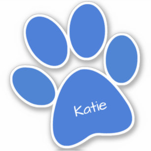 Blue Paw Print Custom-Cut Vinyl Sticker