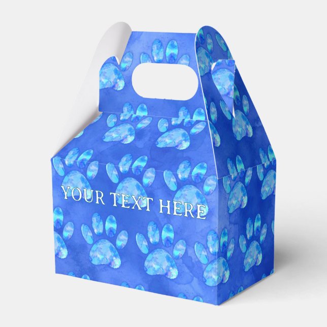Blue Paw Print Custom Watercolor Custom Text Favour Box (Front Side)