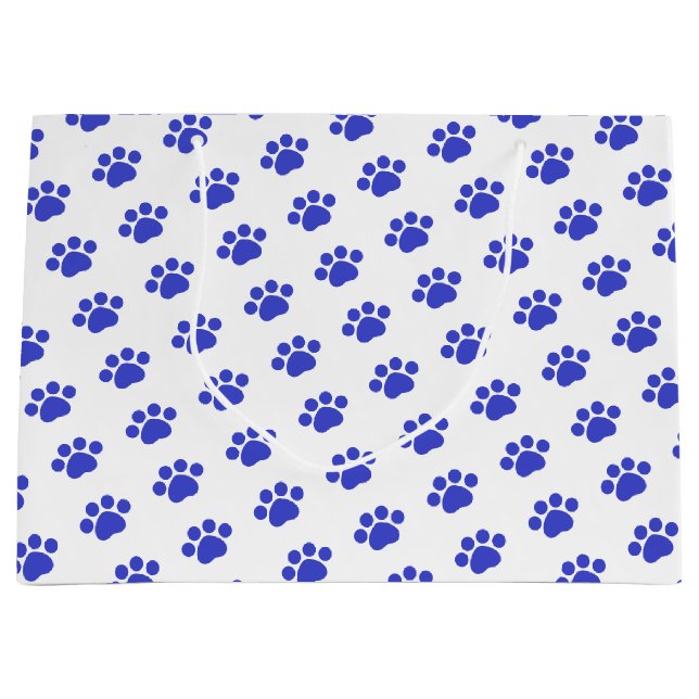 Blue Paw Print Pattern Large Gift Bag (Front)