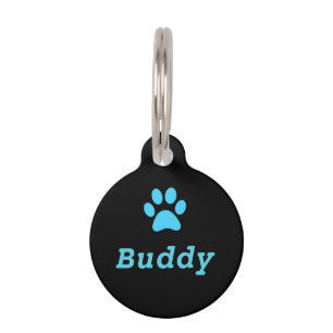 Blue Paw Print Pet Tag