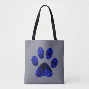 Blue Paw Print Tote Bag