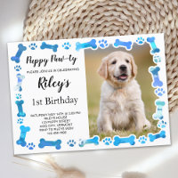 Blue Paw Prints Bones Puppy Dog Birthday