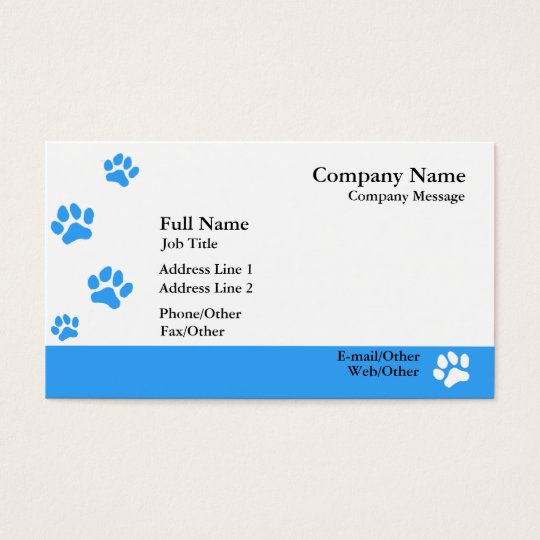 Blue Paw Prints Business Card Template