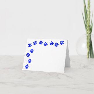 Blue Paw Prints Note Card
