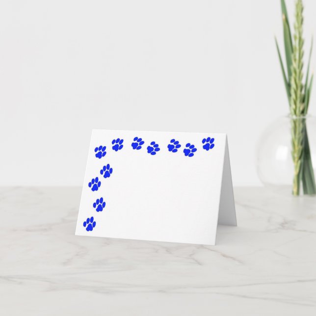 Blue Paw Prints Note Card (Front)