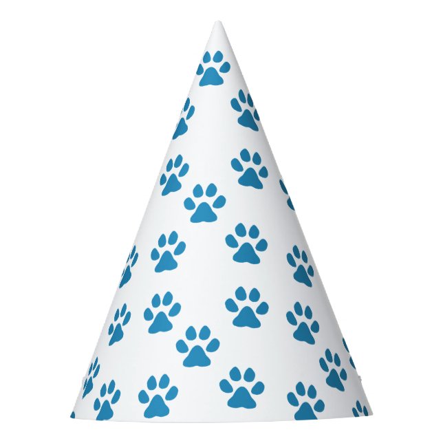Blue Pawprints  Party Hat (Front)
