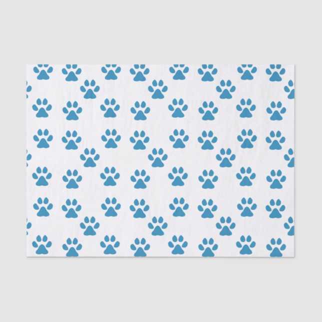 Blue Pawprints  Tissue Paper (Front)