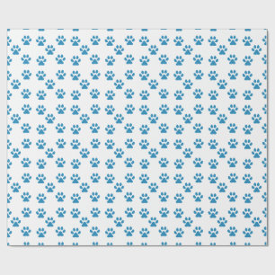 Blue Pawprints Wrapping Paper