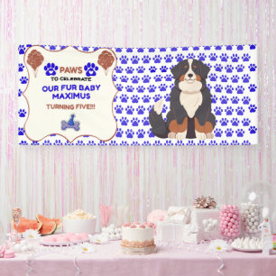 BLUE PAWS 6' VINYL BIRTHDAY ADOPT BOY PET BANNER