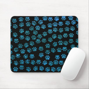 Blue Paws, Glitter Paws, Blue Glitter, Dog Paws Mouse Mat