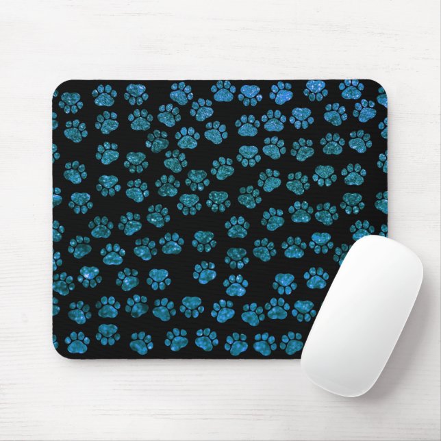 Blue Paws, Glitter Paws, Blue Glitter, Dog Paws Mouse Mat (With Mouse)