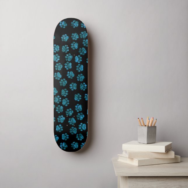 Blue Paws, Glitter Paws, Blue Glitter, Dog Paws Skateboard (Wall Art)