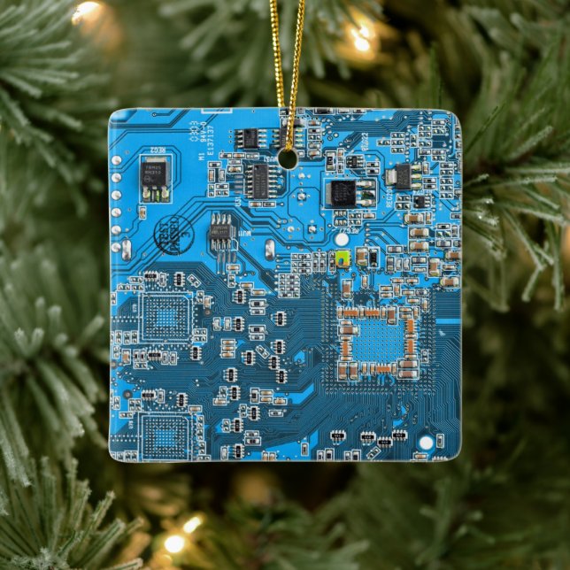 Blue PCB Circuit Board Design for IT Pros Ceramic Ornament (Tree)