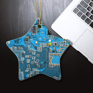 Blue PCB Circuit Board Design for IT Pros Ceramic Tree Decoration