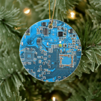 Blue PCB Circuit Board Design for IT Pros Ceramic Tree Decoration
