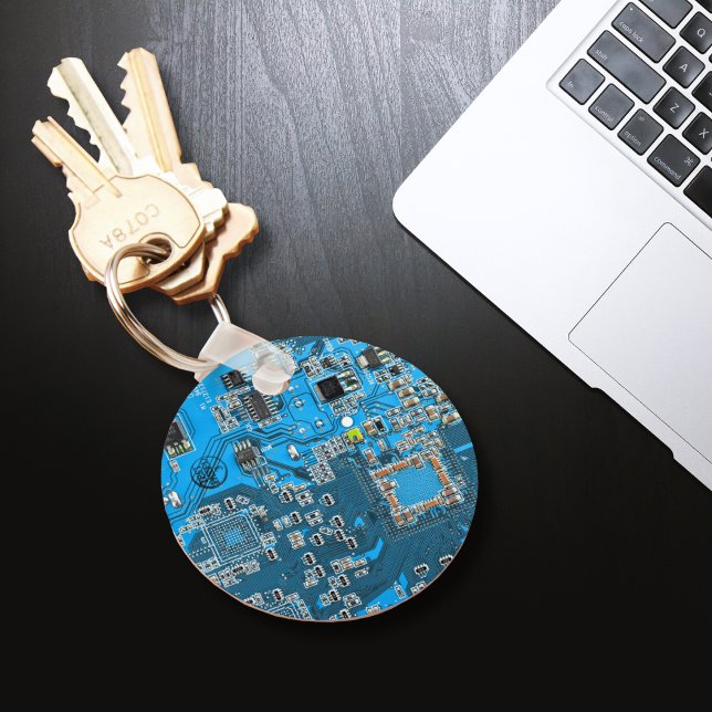 Blue PCB Circuit Board Design for IT Pros Key Ring (Creator Uploaded)