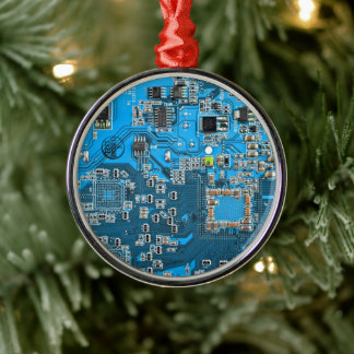 Blue PCB Circuit Board Design for IT Pros Metal Tree Decoration