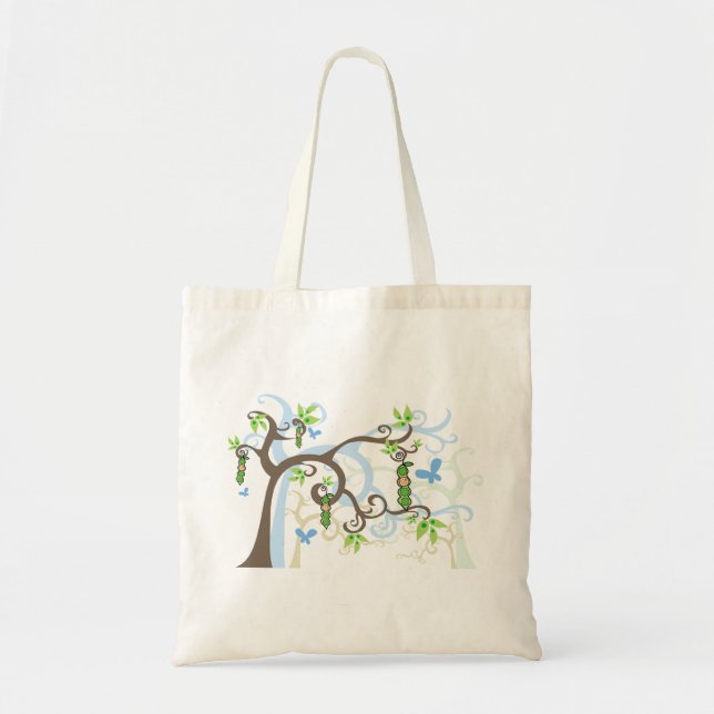 Blue Pea In A Pod Garden Boy Baby Shower Tote Bag (Front)