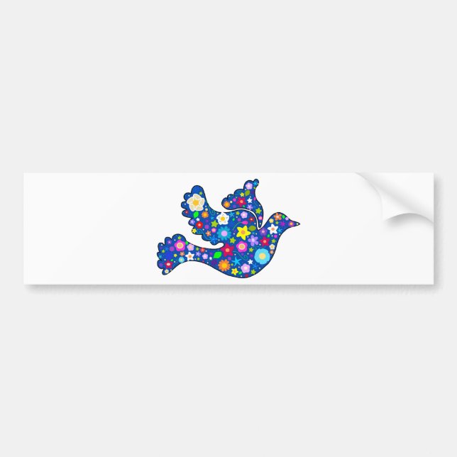 Blue Peace Dove made of decorative flowers Bumper Sticker (Front)