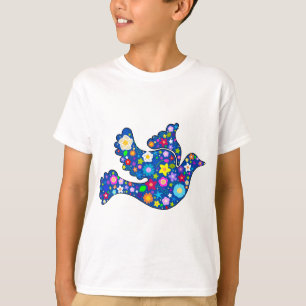 Blue Peace Dove made of decorative flowers T-Shirt