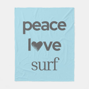 Blue Peace Love Beach - Coastal Surfer Life Cozy Fleece Blanket