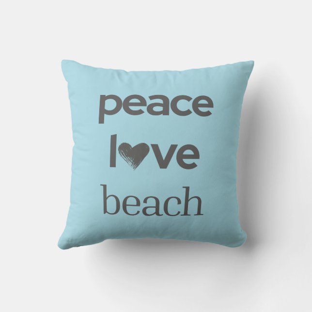 Blue Peace Love Beach Reversible Coastal Decor Cushion (Back)