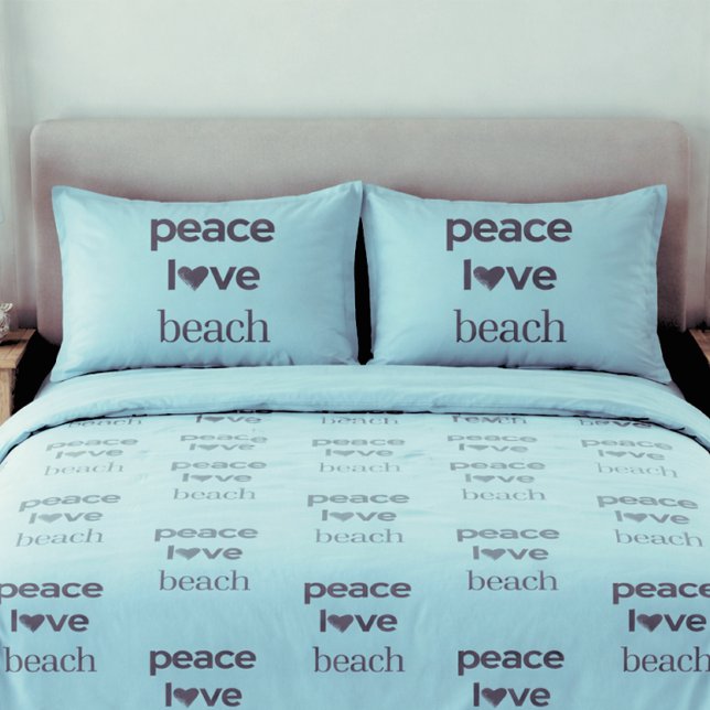 Blue Peace Love Beach Reversible Coastal Set of 2 Pillowcase (Creator Uploaded)
