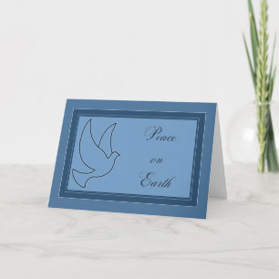 Blue Peace on Earth Holiday Card
