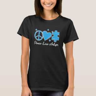 Blue Peace Puzzle Autism Awareness Graphic     T-Shirt