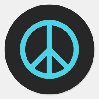 Blue Peace Sign Classic Round Sticker