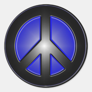 Blue Peace Sign Classic Round Sticker