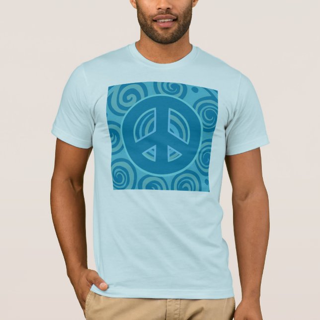 Blue Peace Sign Design T-Shirt (Front)