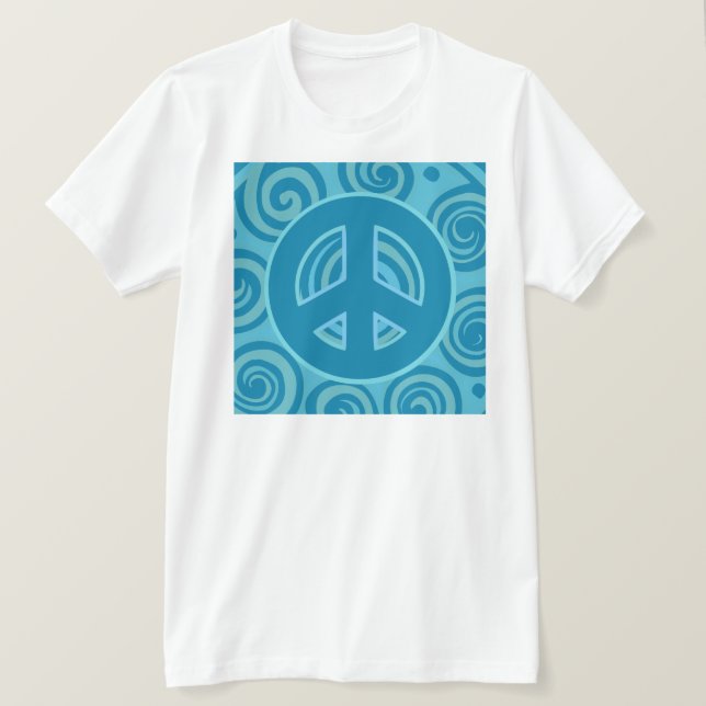 Blue Peace Sign Design T-Shirt (Design Front)