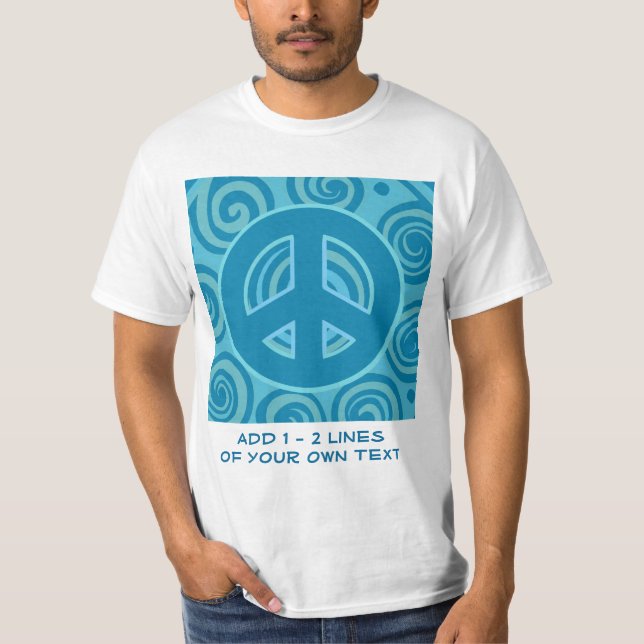 Blue Peace Sign Design T-Shirt (Front)