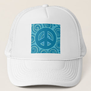 Blue Peace Sign Design Trucker Hat