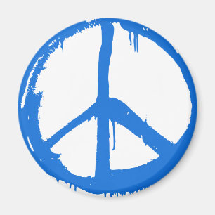 Blue Peace Sign Symbol Magnet