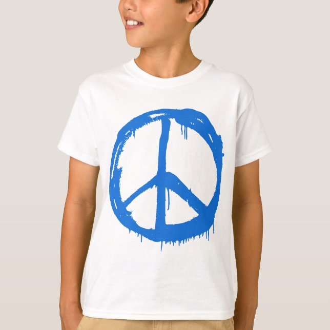 Blue Peace Sign Symbol T-Shirt (Front)