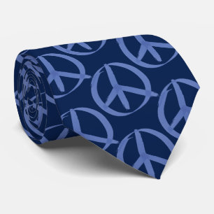 Blue Peace Sign Symbol Tie