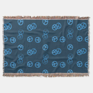 Blue Peace Sign Throw Blanket