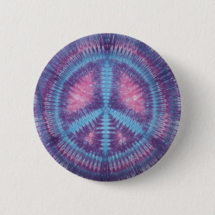 Blue Peace Sign Tie Dye Flair Button