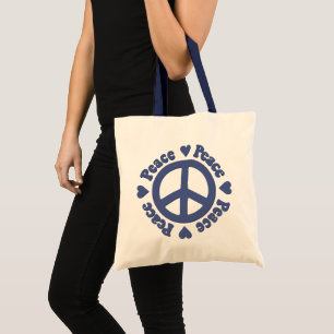 Blue Peace Sign Tote Bag