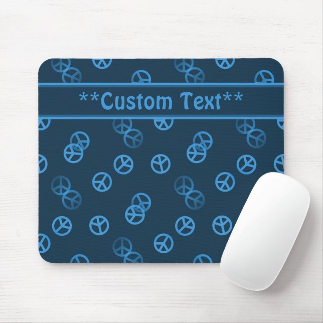 Blue Peace Sign w/ Custom Text Mouse Mat (With Mouse)