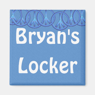Blue Peace Signs Personalised Locker Magnet