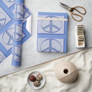 Blue Peace Signs Wrapping Paper